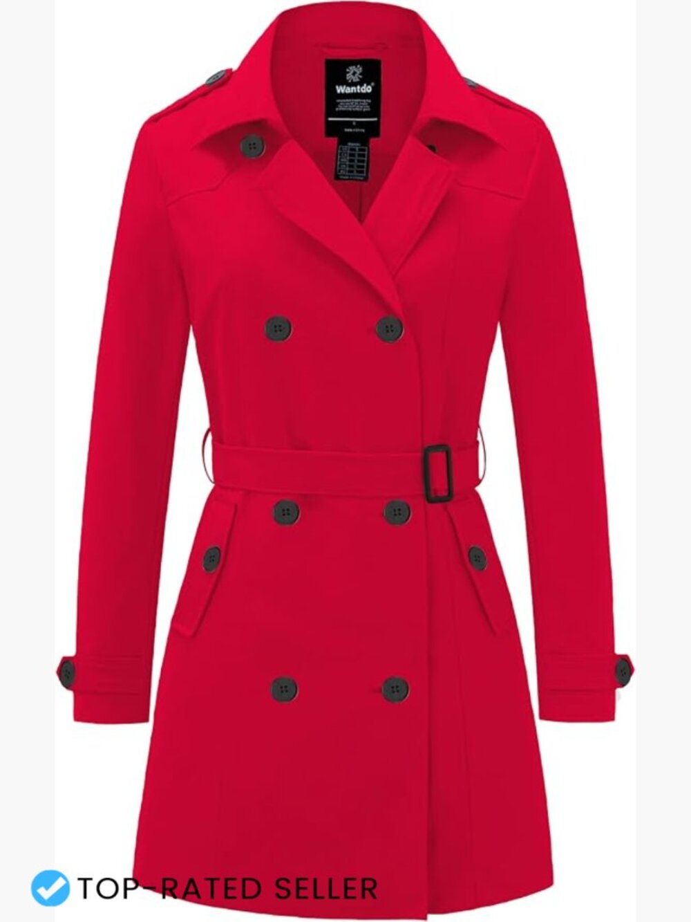 Classic Double Breasted Trench Coat Waterproof Belted Long Overcoat Fall
